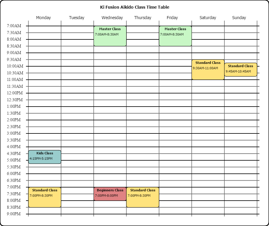 Ki Fusion Aikido Class Schedule - ki fusion Aikido